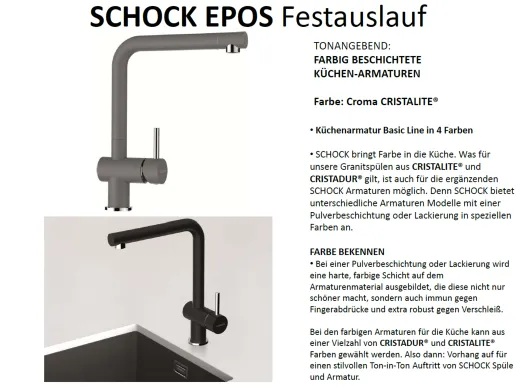 ❎ SCHOCK Kchenarmatur Epos Cristalite Basic Line Einhebelmischer Festauslauf 360 schwenkbarer Auslauf