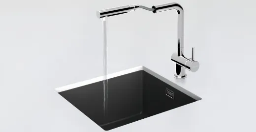 SCHOCK Kchenarmatur Epos Chrom Einhebelmischer mit Zugauslauf 180 schwenkbarer Auslauf mit Schlauchbrause