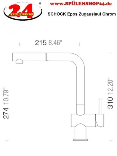 SCHOCK Kchenarmatur Epos Chrom Einhebelmischer mit Zugauslauf 180 schwenkbarer Auslauf mit Schlauchbrause Niederdruck