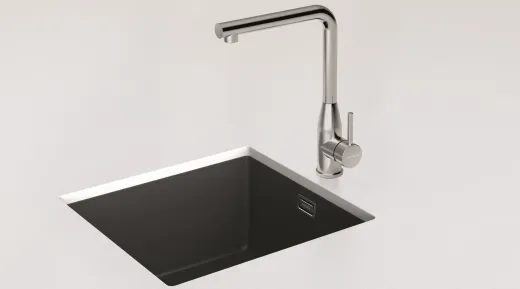 SCHOCK Kchenarmatur Keto EDM Einhebelmischer Edelstahl massiv mit Festauslauf 360 schwekbarer Auslauf