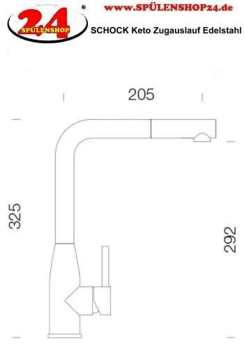 SCHOCK Kchenarmatur Keto EDM Einhebelmischer Edelstahl massiv mit Zugauslauf 180 schwekbarer Auslauf mit Schlauchbrause