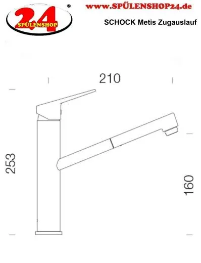 SCHOCK Kchenarmatur Metis Chrom Einhebelmischer mit Zugauslauf 120 schwenkbarer Auslauf mit Schlauchbrause