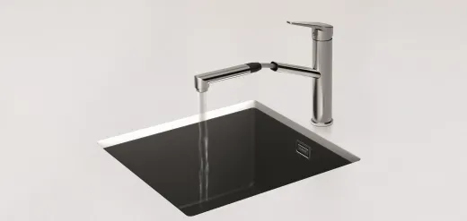 SCHOCK Kchenarmatur Metis Chrom Einhebelmischer mit Zugauslauf 120 schwenkbarer Auslauf mit Schlauchbrause