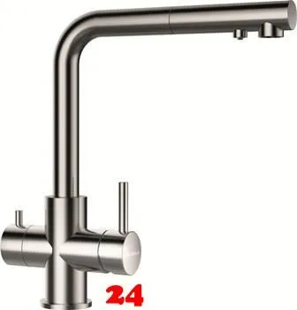 SCHOCK Kchenarmatur Vitus EDM mit Zugauslauf 3-Wege Trinkwasserfilter Armatur Edelstahl massiv 180 schwenkbarer Auslauf mit Schlauchbrause