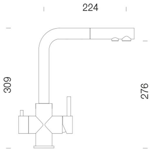 SCHOCK Kchenarmatur Vitus EDM mit Zugauslauf 3-Wege Trinkwasserfilter Armatur Edelstahl massiv 180 schwenkbarer Auslauf mit Schlauchbrause