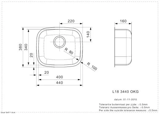 REGINOX Kchensple L18 3440 OKG Einbausple Edelstahl 3 in 1 mit Flachrand Siebkorb als Stopfenventil