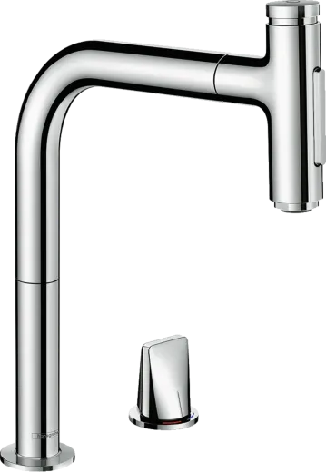 HANSGROHE Kchenarmatur Metris Select M71 Chrom 2-Loch Einhebelmischer 200 mit Ausziehbrause, 2jet (73819000)