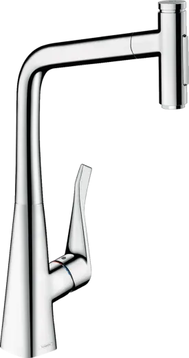 HANSGROHE Kchenarmatur Metris Select M71 Chrom Einhebelmischer 320 mit Ausziehbrause, 2jet (73820000)
