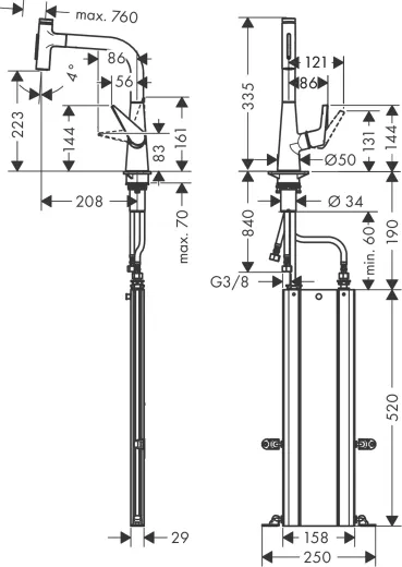 HANSGROHE Kchenarmatur Talis Select M51 Chrom Einhebelmischer 220 mit Ausziehbrause, 2jet, sBox (73868000)