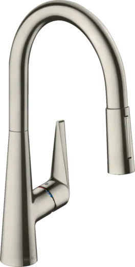 HANSGROHE Kchenarmatur Talis M51 Edelstahl Finish Einhebelmischer 200 mit Ausziehbrause, 2jet (72813800)