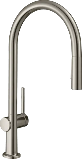 HANSGROHE Kchenarmatur Talis M54 Edelstahl Finish Einhebelmischer 210 mit Ausziehbrause, 2jet (72800800)
