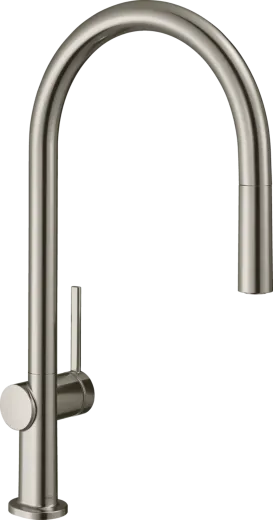 HANSGROHE Kchenarmatur Talis M54 Edelstahl Finish Einhebelmischer 210 mit Ausziehauslauf, 1jet, sBox (72803800)