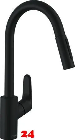 HANSGROHE Kchenarmatur Focus M41 Mattschwarz Einhebelmischer 240 mit Zugauslauf als Ausziehbrause, 2jet (31815670)