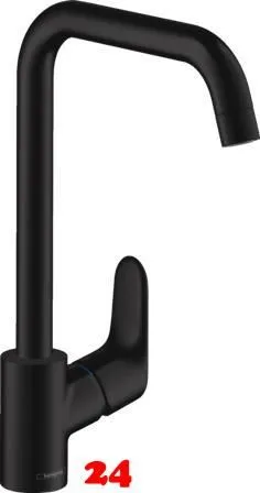 HANSGROHE Kchenarmatur Focus M41 Mattschwarz Einhebelmischer 260 mit Festauslauf, 1jet Schwenkbereich einstellbar (31820670)