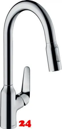 HANSGROHE Kchenarmatur Focus M42 Chrom Einhebelmischer 220 mit Ausziehbrause, 2jet 360 schwenkbarer Auslauf (71800000)