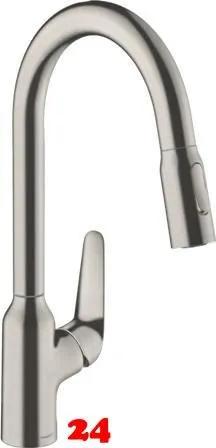 HANSGROHE Kchenarmatur Focus M42 Edelstahl Finish Einhebelmischer 220 mit Ausziehbrause, 2jet, sBox 360 schwenkbarer Auslauf (71820800)