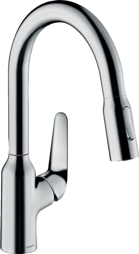 HANSGROHE Kchenarmatur Focus M42 Chrom Einhebelmischer 180 mit Ausziehbrause, 2jet 360 schwenkbarer Auslauf (71801000)