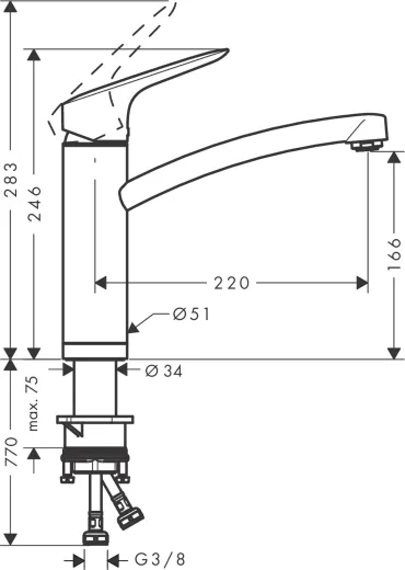 HANSGROHE K�chenarmatur Logis M31 Chrom Einhebelmischer 160 mit Festauslauf f�r Vorfenstermontage, 1jet (71833000)