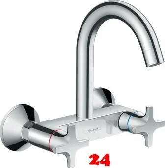 HANSGROHE Kchenarmatur Logis M32 Chrom 2-Griffmischer fr Wandmontage Highspout, 1jet 360 schwenkbarer Auslauf (71286000)