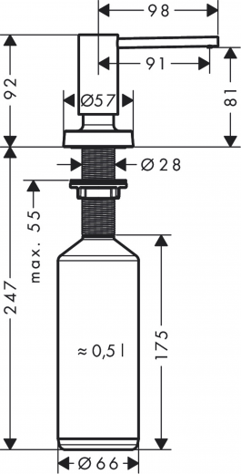 HANSGROHE Seifenspender A51 Splmittelspender / Dispenser Edelstahl Finish (40448800)