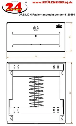 ✅ DREILICH Sirius II Papierhandtuchspender 9120104 fr die verdeckte Untertischmontage mit Zylinderschloss (2002040013)