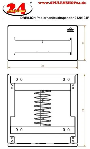 DREILICH Sirius II Papierhandtuchspender 9120104F fr die verdeckte Untertischmontage mit Federschnpper (2002040076)