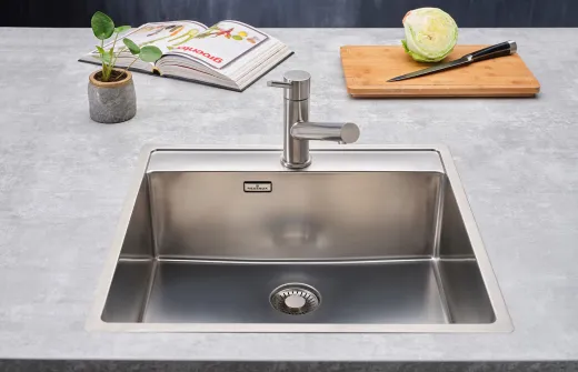 REGINOX K�chensp�le New York 50x40 (L) Comfort Hahnlochbank Einbausp�le Edelstahl Flachrand fl�chenb�ndig Siebkorb als Stopfenventil