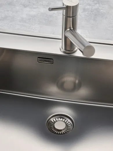 REGINOX K�chensp�le New York 50x40 (L) Comfort Hahnlochbank Einbausp�le Edelstahl Flachrand fl�chenb�ndig Siebkorb als Stopfenventil