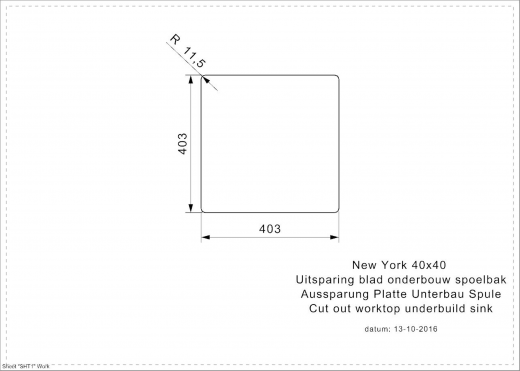 REGINOX Kchensple New York 40x40 (L) OKG Einbausple Edelstahl 3 in 1 mit Flachrand Siebkorb als Stopfenventil
