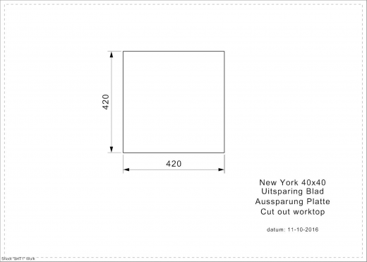 REGINOX Kchensple New York 40x40 (L) OKG Einbausple Edelstahl 3 in 1 mit Flachrand Siebkorb als Stopfenventil