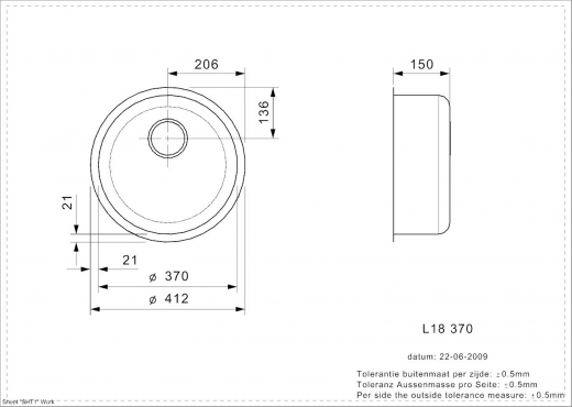 REGINOX Küchenspüle L18 370 (L) OKG Einbauspüle Edelstahl mit Flachrand Rundbecken 3 in 1 mit Siebkorb als Stopfenventil