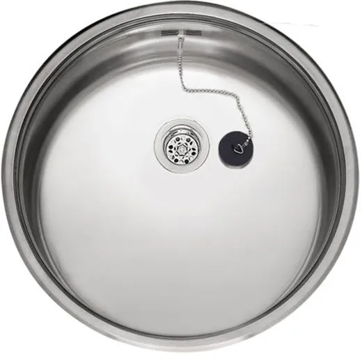 REGINOX Kchensple L18 390 (L) OSK Einbausple Edelstahl mit Flachrand Rundbecken 3 in 1 mit Gummistopfen und Kette