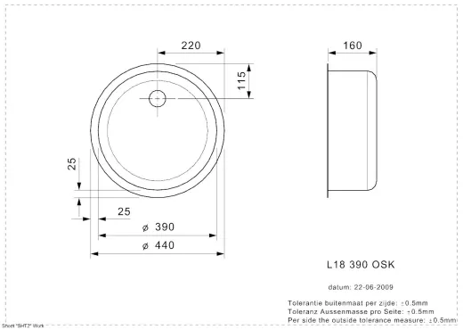 REGINOX Kchensple L18 390 (L) OSK Einbausple Edelstahl mit Flachrand Rundbecken 3 in 1 mit Gummistopfen und Kette