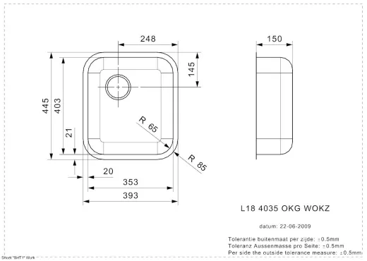 REGINOX Kchensple L18 4035 OKG WOKZ Einbausple Edelstahl 3 in 1 mit Flachrand Siebkorb als Stopfenventil