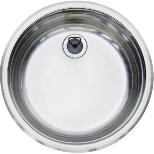 REGINOX Kchensple R18 370 (R) OSP Einbausple Edelstahl mit Einbaurand Rundbecken mit Gummistopfen