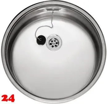 REGINOX Kchensple R18 390 (R) OSK Einbausple Edelstahl mit Einbaurand Rundbecken mit Gummistopfen und Kette