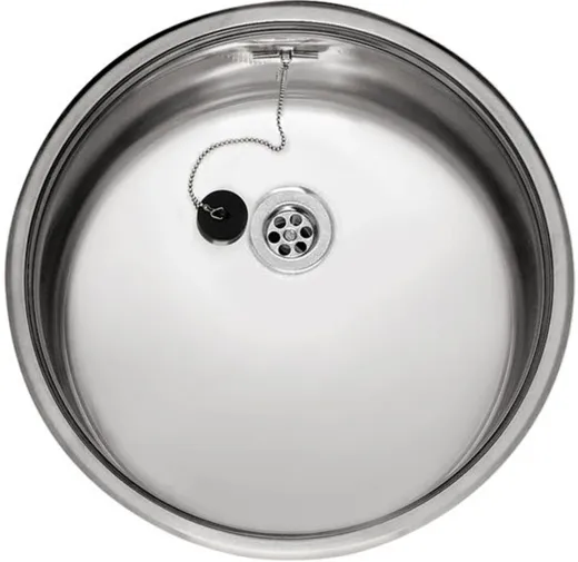 REGINOX Kchensple R18 390 (R) OSK Einbausple Edelstahl mit Einbaurand Rundbecken mit Gummistopfen und Kette