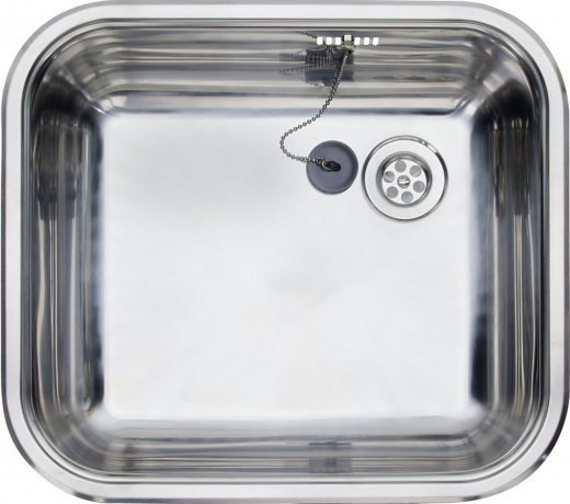 REGINOX Küchenspüle R18 4035 (R) OSK Einbauspüle Edelstahl mit Einbaurand mit Gummistopfen und Kette