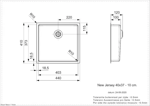 REGINOX Clean & Care New Jersey 40x37 KG-CC (10cm) Einbausple Edelstahl mit Flachrand 3 in 1 ohne berlauf unterfahrbar Barrierefrei*