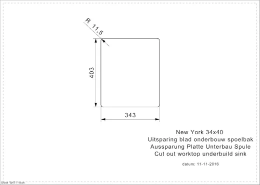 REGINOX Clean & Care New York 34x40 (L) KG-CC Einbausple Edelstahl mit Flachrand 3 in 1 ohne berlauf medizinischer Bereich