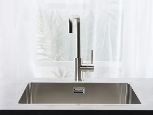 REGINOX Kchenarmatur Logan Edelstahl massiv (R31797) Einhebelmischer mit Festauslauf 360 schwenkbarer Auslauf
