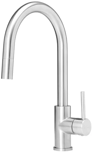 REGINOX Kchenarmatur Huron Edelstahl massiv (R34576) Einhebelmischer mit Zugauslauf als Schlauchbrause 360 schwenkbarer Auslauf