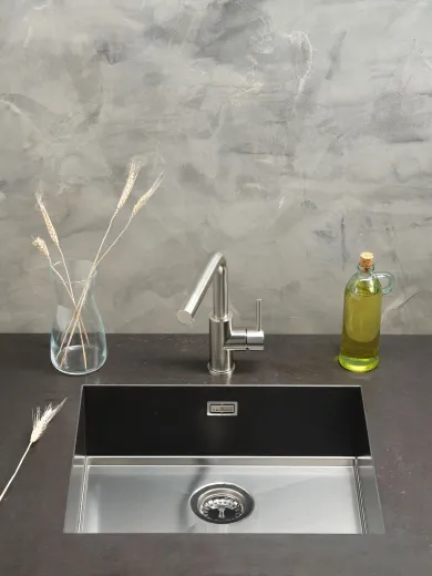 REGINOX Kchenarmatur Somo Edelstahl massiv (R34569) Einhebelmischer mit Festauslauf 360 schwenkbarer Auslauf