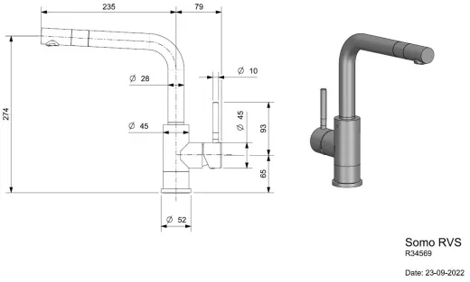 REGINOX K�chenarmatur Somo Edelstahl massiv (R34569) Einhebelmischer mit Festauslauf 360� schwenkbarer Auslauf