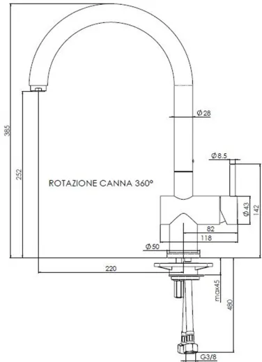 REGINOX Kchenarmatur Yampa Schwarz matt (R31704) Einhebelmischer mit Festauslauf 360 schwenkbarer Auslauf
