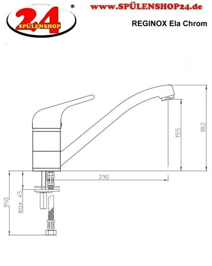 REGINOX Kchenarmatur Ela Chrom (R31599) Einhebelmischer mit Festauslauf 360 schwenkbarer Auslauf