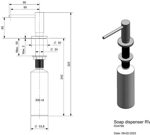 REGINOX Seifenspender Edelstahl massiv Sp�lmittelspender / Dispenser (R34798)