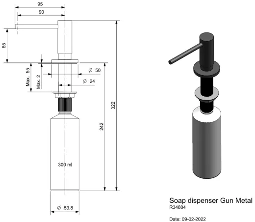✅ REGINOX Seifenspender Gunmetal II PVD Sp�lmittelspender / Dispenser (R34804)