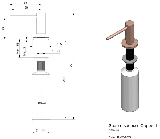 ✅ REGINOX Seifenspender Copper II PVD Sp�lmittelspender / Dispenser Kupferfarben (R39298)