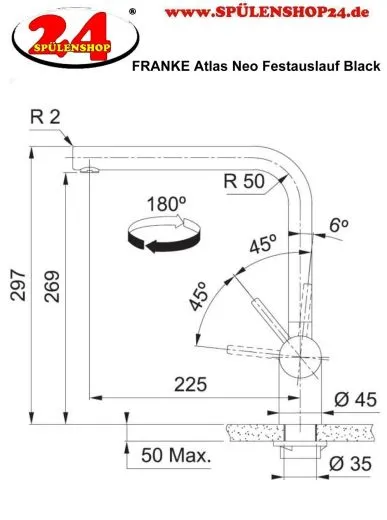 ✅ FRANKE Kchenarmatur Atlas Neo Einhebelmischer Industrial Black (PVD) mit Festauslauf 180 schwenkbar mit Laminar Perlator
